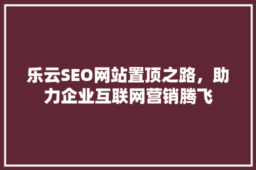 乐云SEO网站置顶之路，助力企业互联网营销腾飞