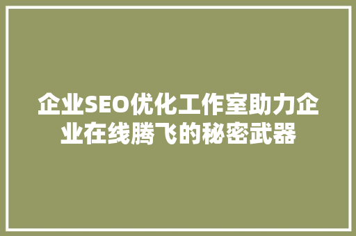 企业SEO优化工作室助力企业在线腾飞的秘密武器