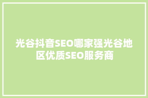 光谷抖音SEO哪家强光谷地区优质SEO服务商
