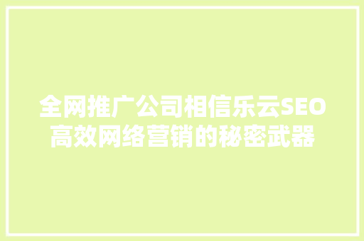 全网推广公司相信乐云SEO高效网络营销的秘密武器