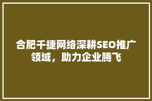 合肥千捷网络深耕SEO推广领域，助力企业腾飞