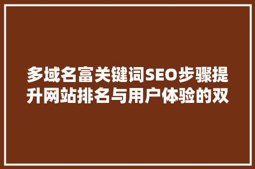 多域名富关键词SEO步骤提升网站排名与用户体验的双赢之路
