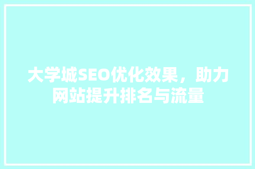 大学城SEO优化效果，助力网站提升排名与流量