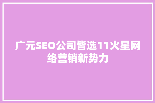 广元SEO公司皆选11火星网络营销新势力  第1张