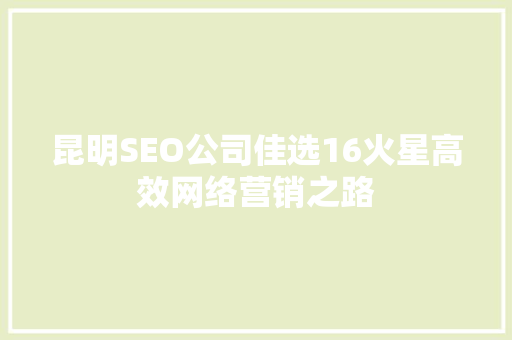 昆明SEO公司佳选16火星高效网络营销之路