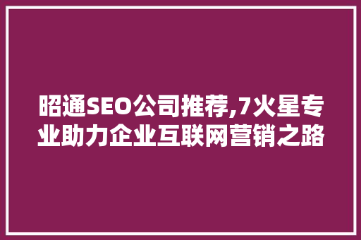 昭通SEO公司推荐,7火星专业助力企业互联网营销之路