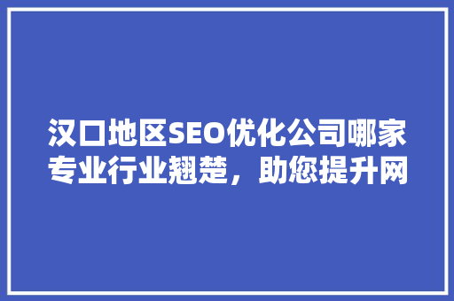 汉口地区SEO优化公司哪家专业行业翘楚，助您提升网站排名