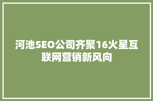 河池SEO公司齐聚16火星互联网营销新风向