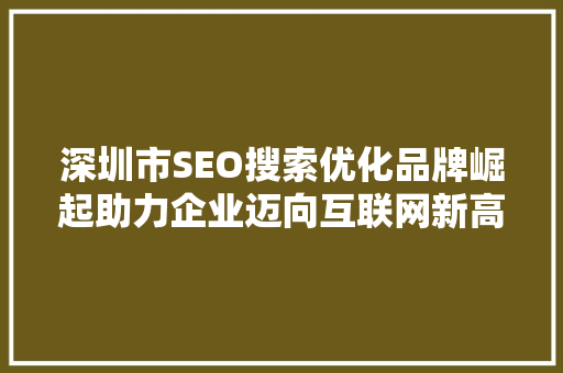 深圳市SEO搜索优化品牌崛起助力企业迈向互联网新高峰