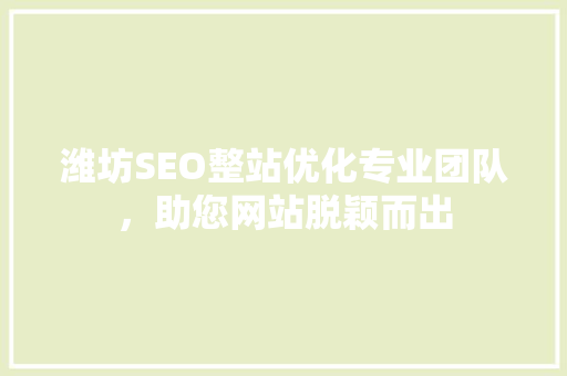潍坊SEO整站优化专业团队，助您网站脱颖而出