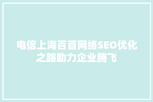 电信上海百首网络SEO优化之路助力企业腾飞