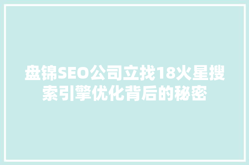 盘锦SEO公司立找18火星搜索引擎优化背后的秘密