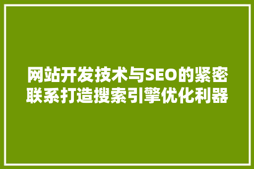 网站开发技术与SEO的紧密联系打造搜索引擎优化利器