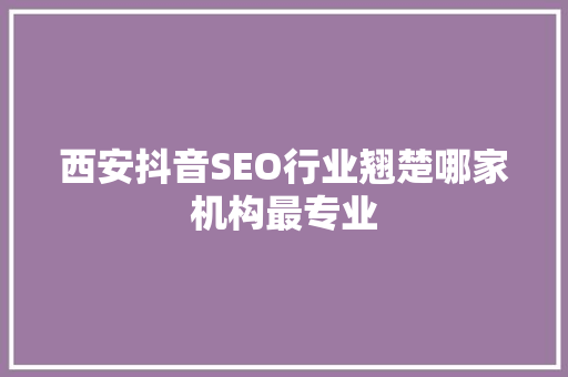 西安抖音SEO行业翘楚哪家机构最专业