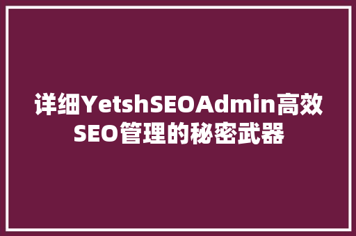 详细YetshSEOAdmin高效SEO管理的秘密武器