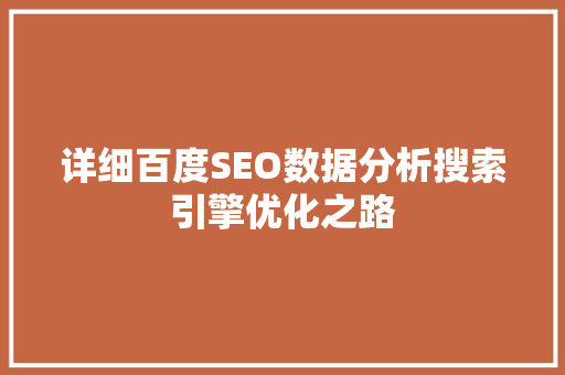 详细百度SEO数据分析搜索引擎优化之路