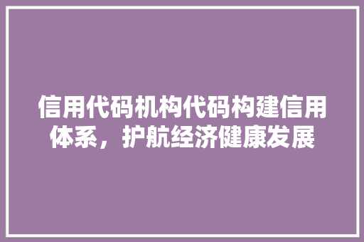 信用代码机构代码构建信用体系，护航经济健康发展