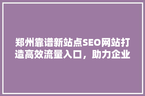 郑州靠谱新站点SEO网站打造高效流量入口，助力企业腾飞