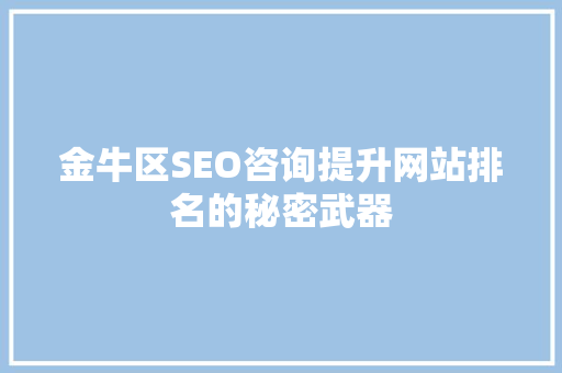 金牛区SEO咨询提升网站排名的秘密武器  第1张
