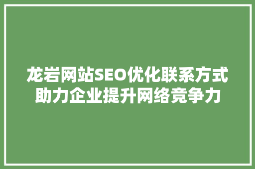 龙岩网站SEO优化联系方式助力企业提升网络竞争力