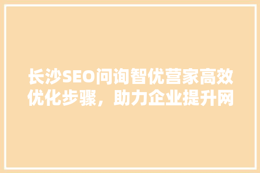 长沙SEO问询智优营家高效优化步骤，助力企业提升网络竞争力