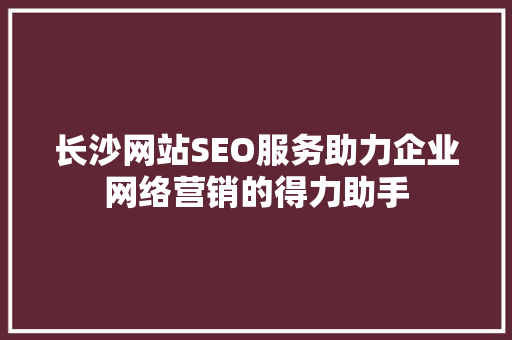 长沙网站SEO服务助力企业网络营销的得力助手