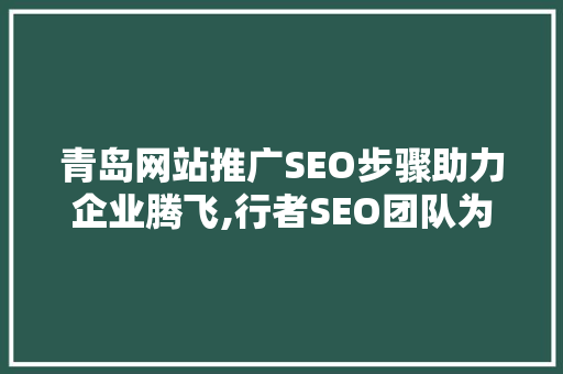 青岛网站推广SEO步骤助力企业腾飞,行者SEO团队为您高效推广之路