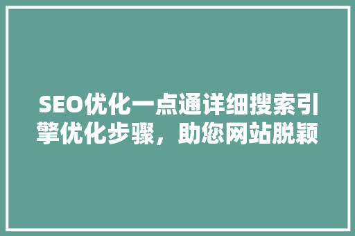 SEO优化一点通详细搜索引擎优化步骤，助您网站脱颖而出