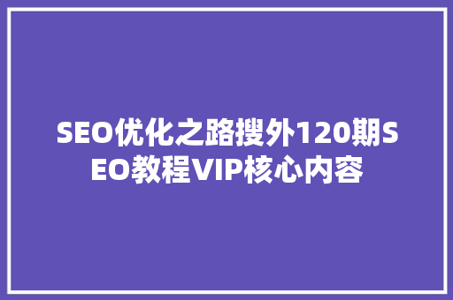 SEO优化之路搜外120期SEO教程VIP核心内容  第1张
