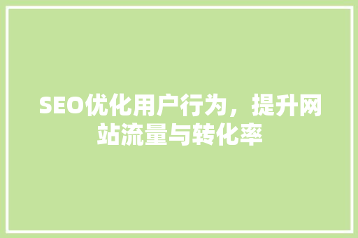 SEO优化用户行为，提升网站流量与转化率