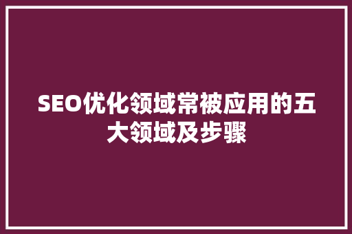 SEO优化领域常被应用的五大领域及步骤
