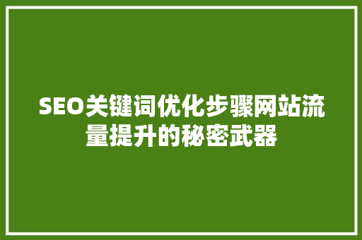SEO关键词优化步骤网站流量提升的秘密武器