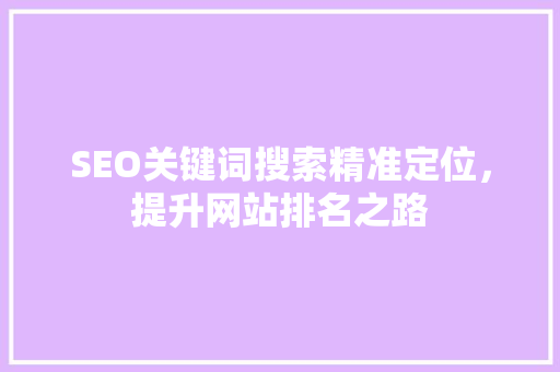 SEO关键词搜索精准定位，提升网站排名之路