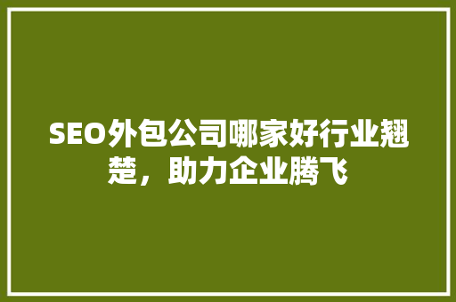 SEO外包公司哪家好行业翘楚，助力企业腾飞
