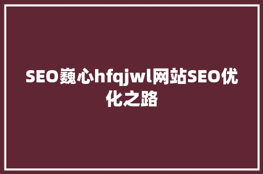 SEO巍心hfqjwl网站SEO优化之路