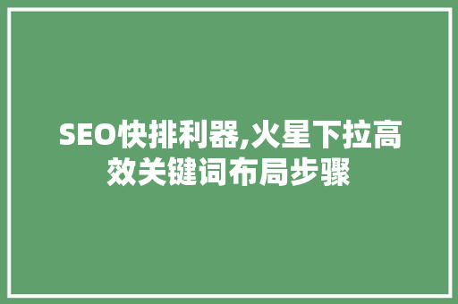 SEO快排利器,火星下拉高效关键词布局步骤