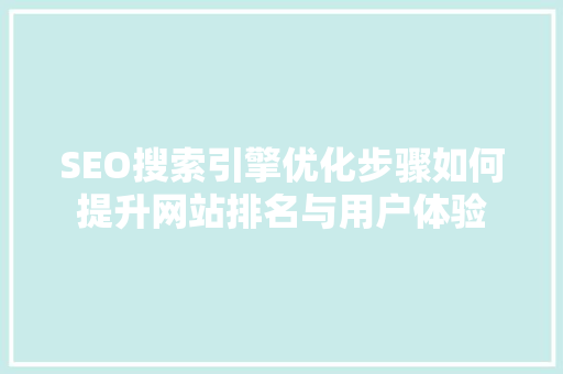 SEO搜索引擎优化步骤如何提升网站排名与用户体验