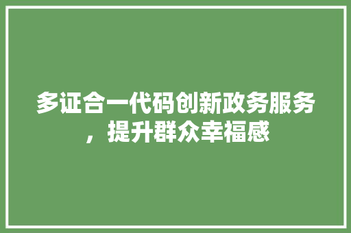 多证合一代码创新政务服务，提升群众幸福感