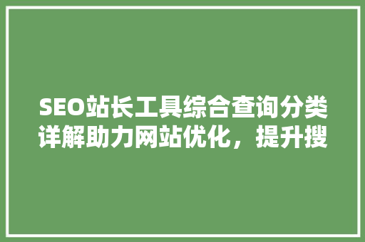 SEO站长工具综合查询分类详解助力网站优化，提升搜索引擎排名