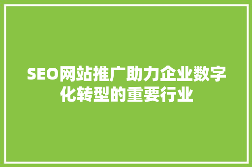 SEO网站推广助力企业数字化转型的重要行业