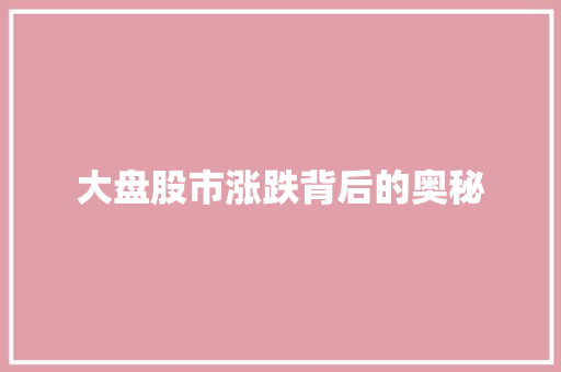 大盘股市涨跌背后的奥秘