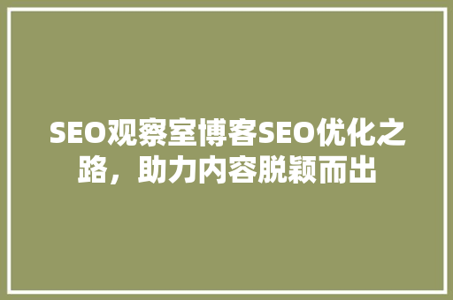 SEO观察室博客SEO优化之路，助力内容脱颖而出