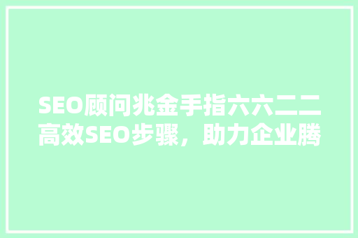 SEO顾问兆金手指六六二二高效SEO步骤，助力企业腾飞