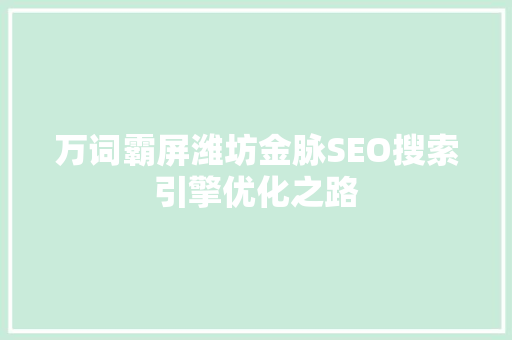 万词霸屏潍坊金脉SEO搜索引擎优化之路