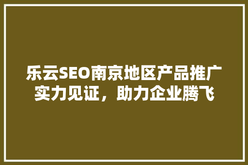 乐云SEO南京地区产品推广实力见证，助力企业腾飞
