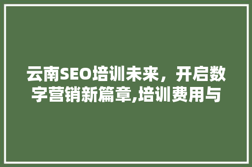 云南SEO培训未来，开启数字营销新篇章,培训费用与价值