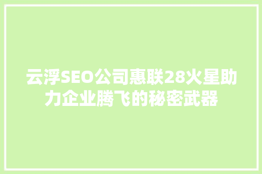 云浮SEO公司惠联28火星助力企业腾飞的秘密武器