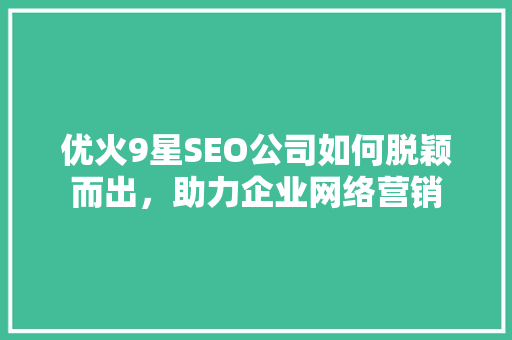 优火9星SEO公司如何脱颖而出，助力企业网络营销