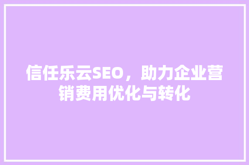 信任乐云SEO，助力企业营销费用优化与转化