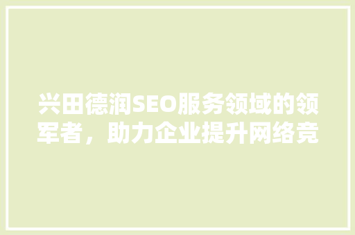 兴田德润SEO服务领域的领军者，助力企业提升网络竞争力